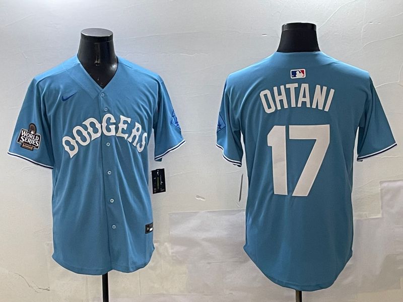 Men Los Angeles Dodgers 17 Ohtani Light Blue Throwback Game 2025 Nike MLB Jersey style 13